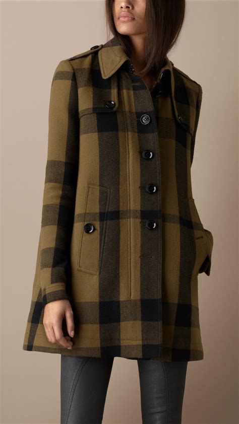 green plaid burberry coat|Burberry plaid wool coat women.